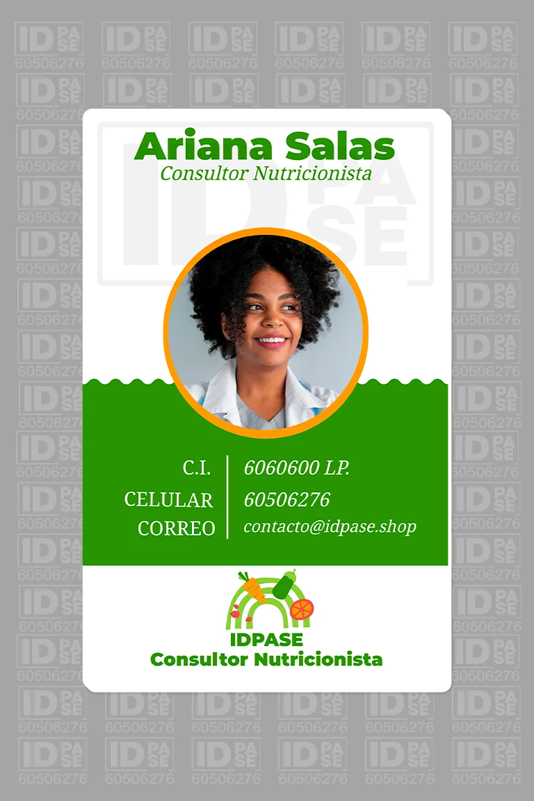 Credenciales PVC para Nutricionistas y Consultorios de Salud